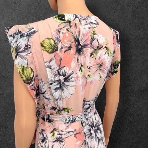 Eliza J Womens Blush Pink Romantic Floral Cascading Ruffle High-Low Hem Dress 2 - Picture 11 of 16